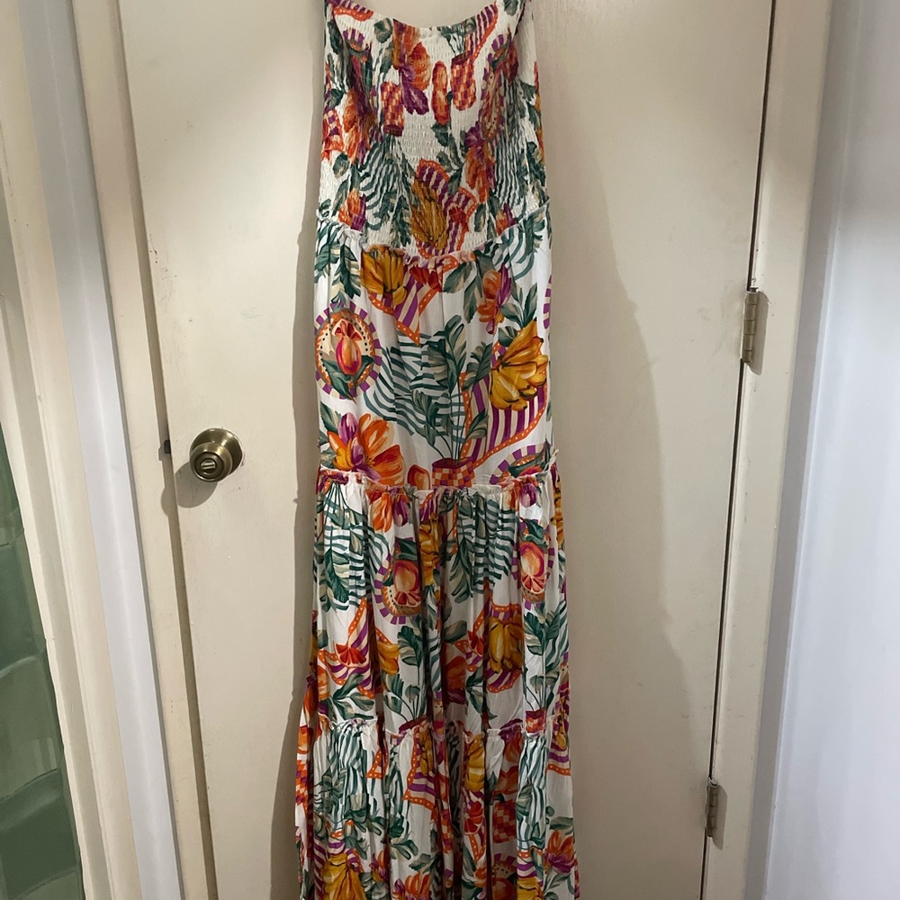 NWT Tropical Smocked Bodice Maxi Dress